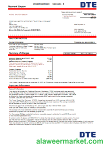 Michigan DTE Energy utility business bill, Word and PDF template SCR